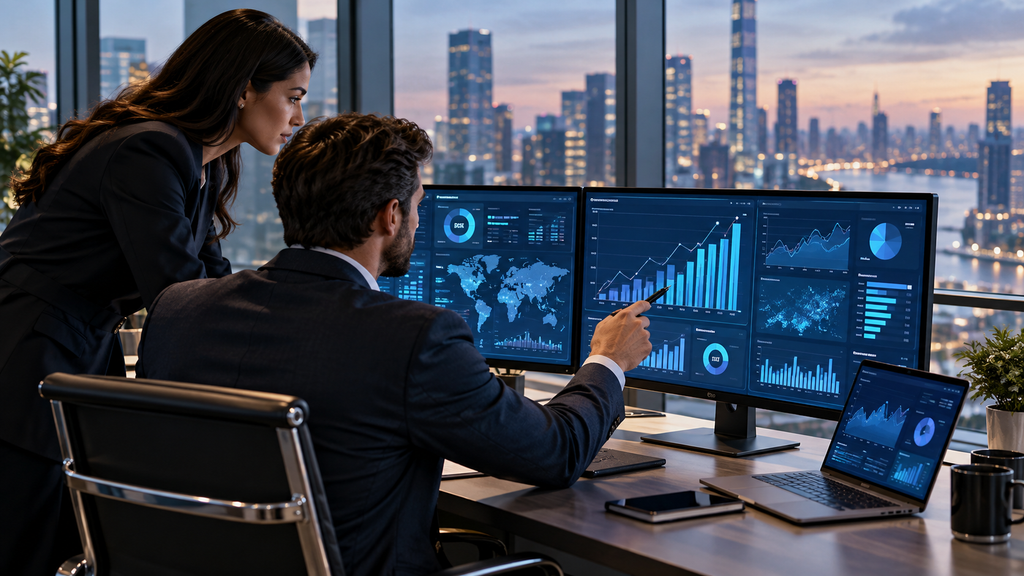 Business analytics dashboard translating operational data into decision insights